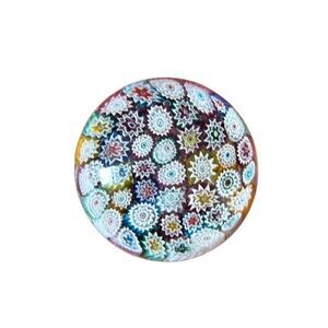Vintage Murano Glass Italy Millefiori Star Flowers Art Italian Glass Paperweight